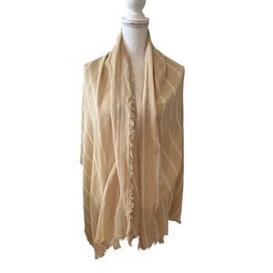 Vince Cotton Gauze Awning Stripe Travel Scarf Beige Parchment
